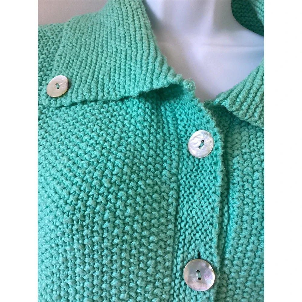 Anthropolgy Willow Sweater Cardigan Medium Mint Green Mother of Pearl Buttons C